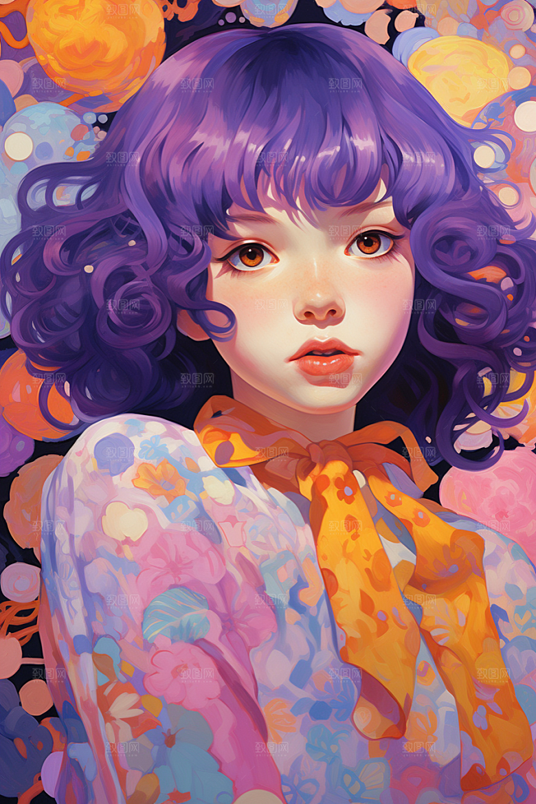 多巴胺女孩高清彩色插画