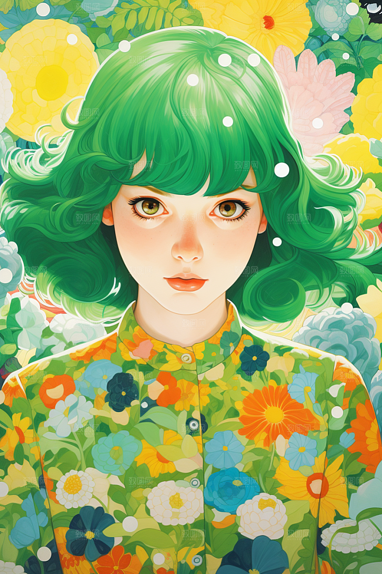 多巴胺女孩穿搭形象插画