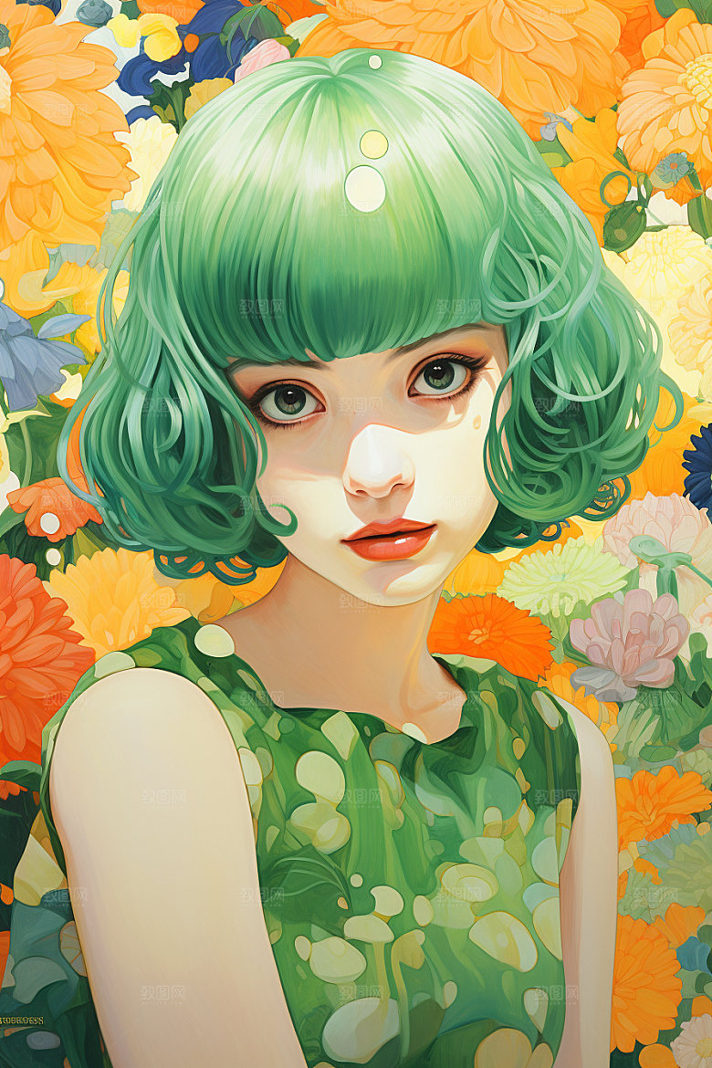 多巴胺女孩缤纷可爱插画