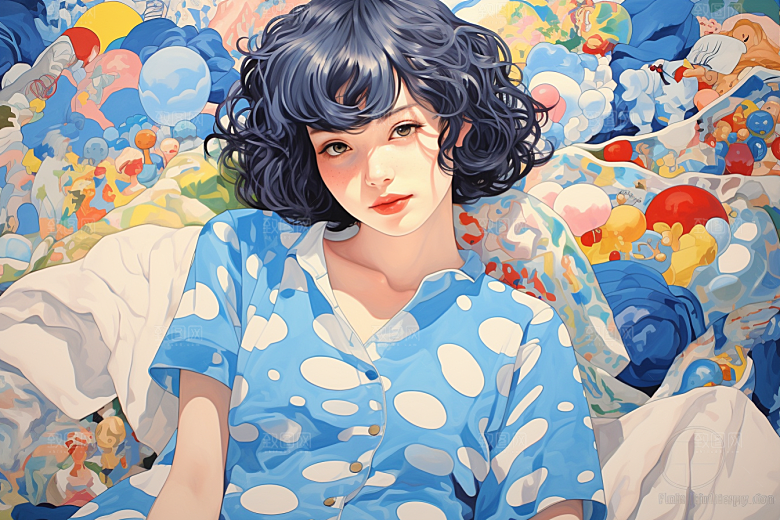 多巴胺女孩穿搭手绘插画