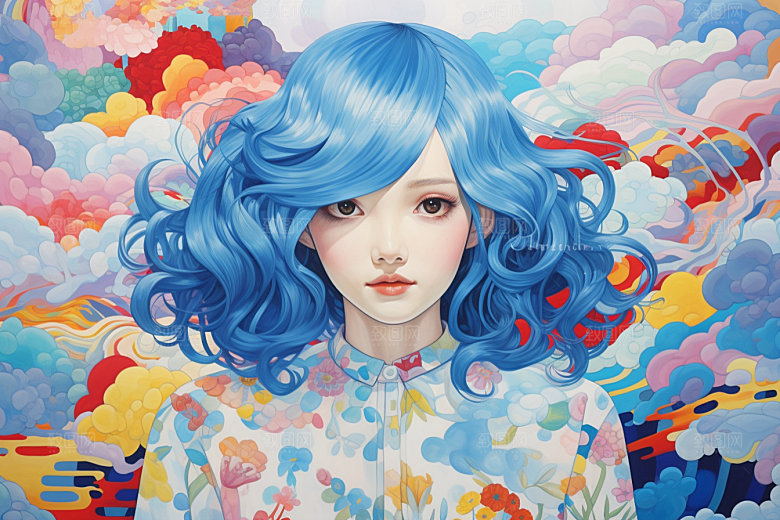 多巴胺女孩穿搭手绘插画