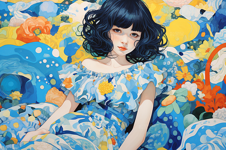 多巴胺女孩穿搭彩色插画