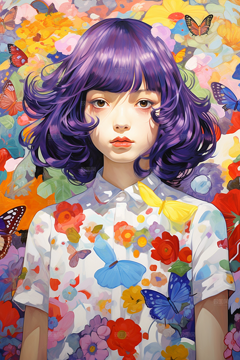 多巴胺女孩缤纷高清插画
