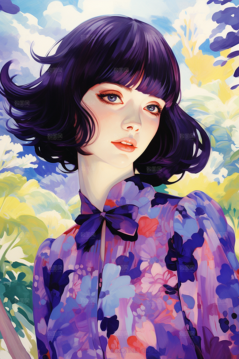 多巴胺女孩少女可爱插画
