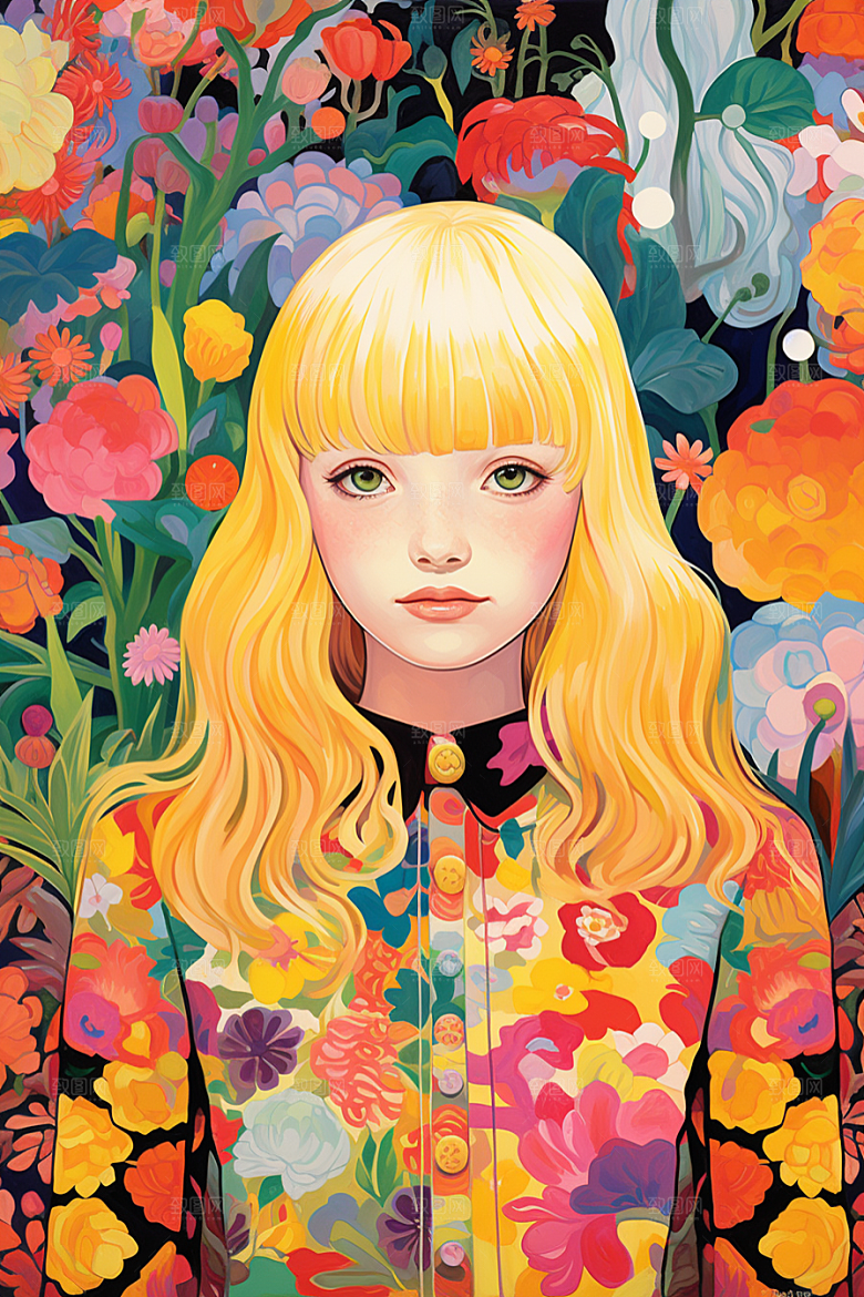 多巴胺女孩少女缤纷插画