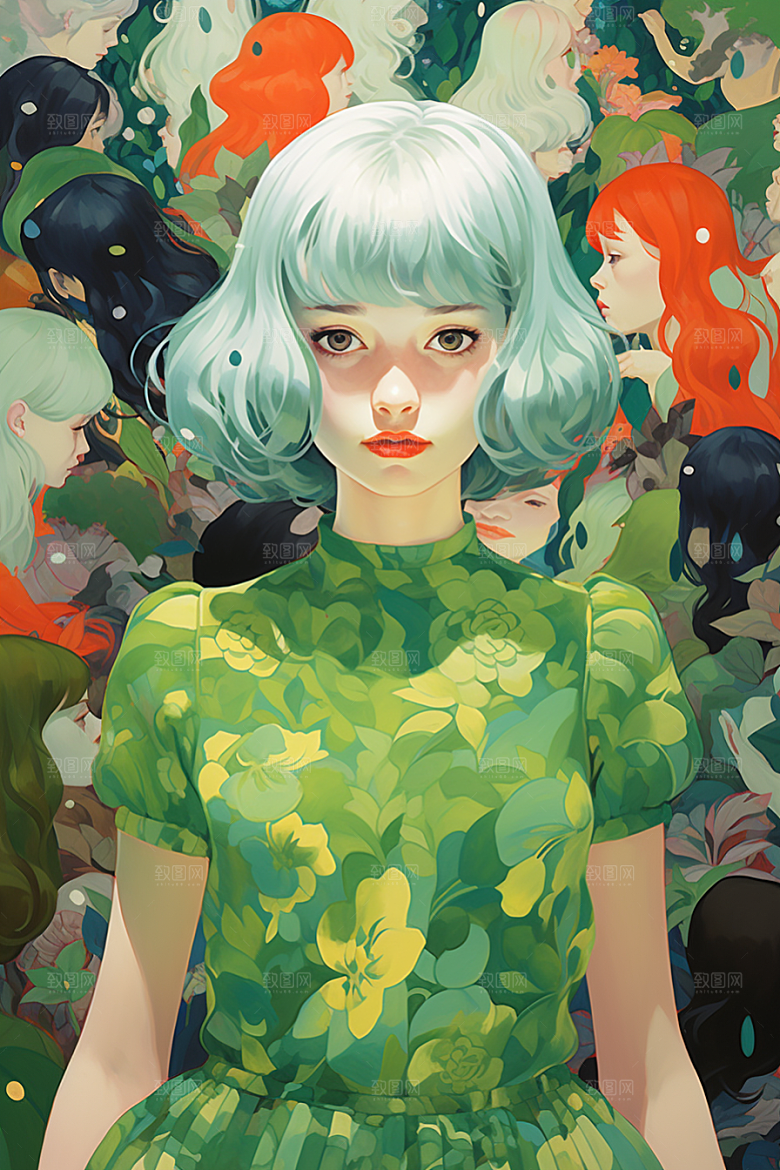 多巴胺女孩可爱少女插画