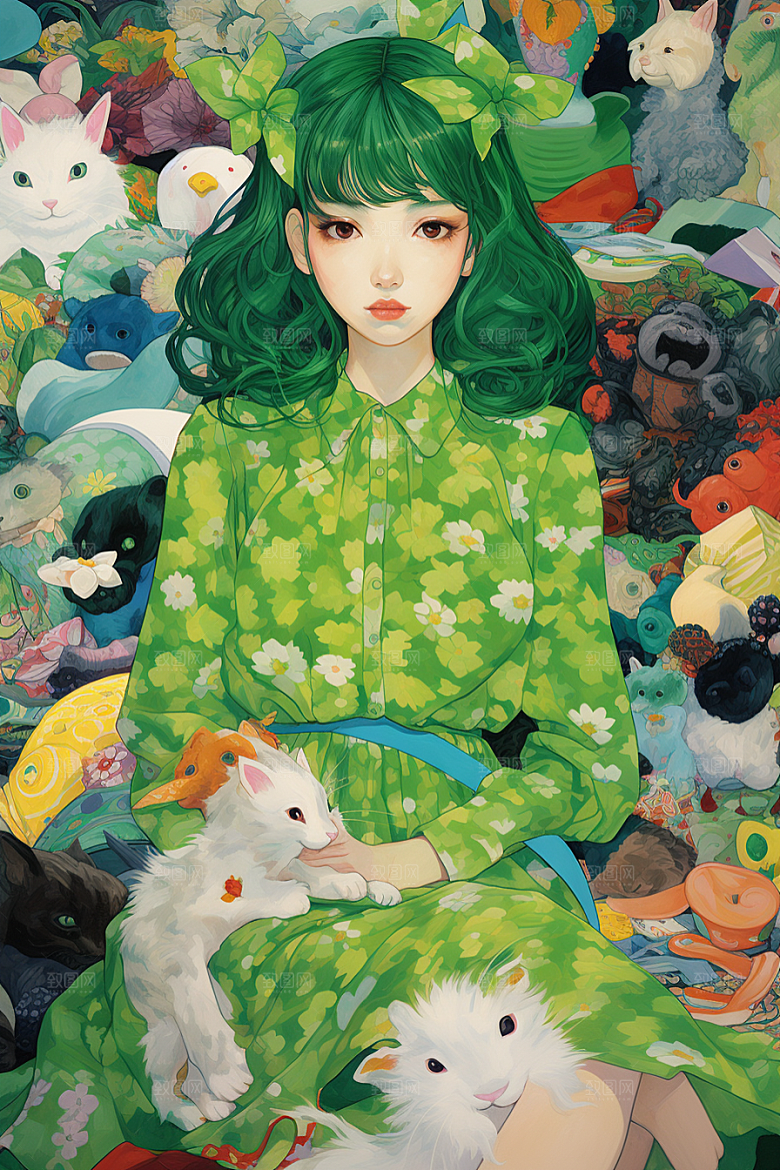 多巴胺女孩少女缤纷插画