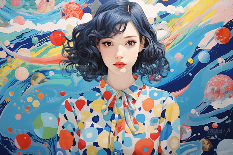 多巴胺女孩高清艺术感插画