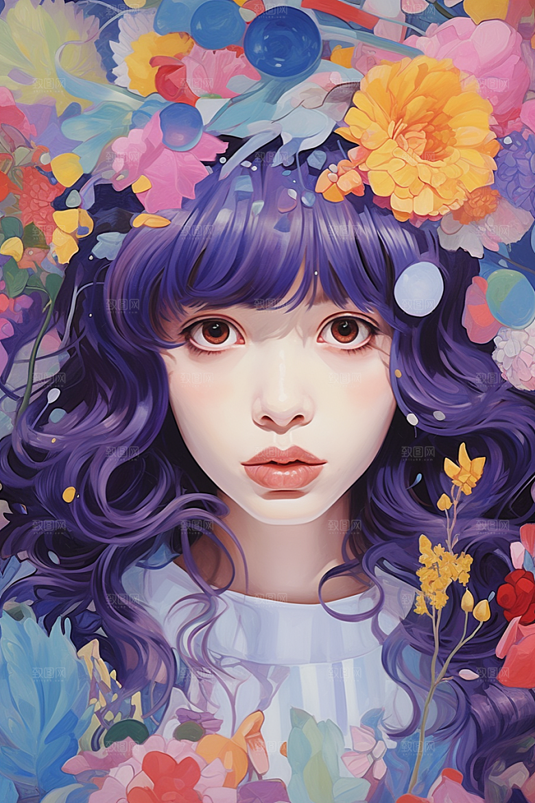 多巴胺女孩穿搭彩色插画