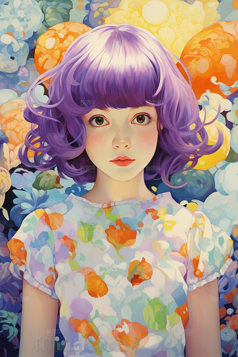 多巴胺女孩彩色艺术感插画