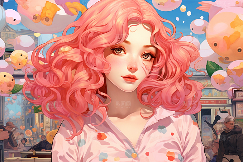 多巴胺女孩穿搭少女插画