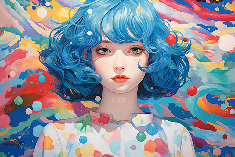 多巴胺女孩少女艺术感插画