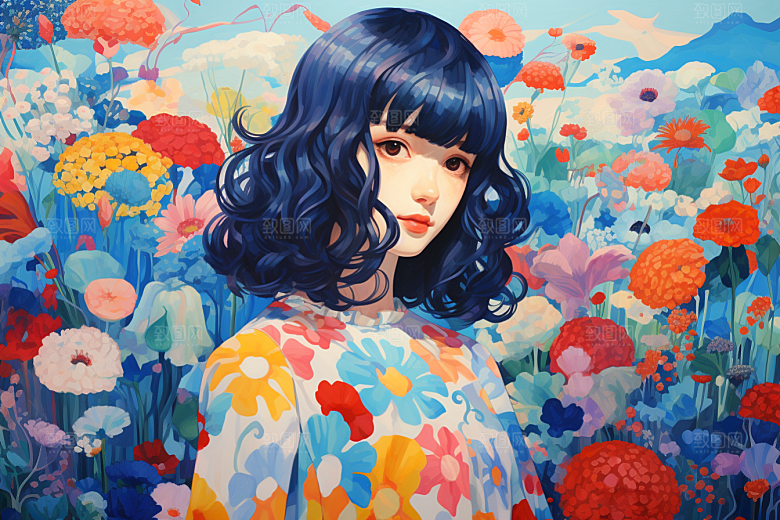 多巴胺女孩少女艺术感插画