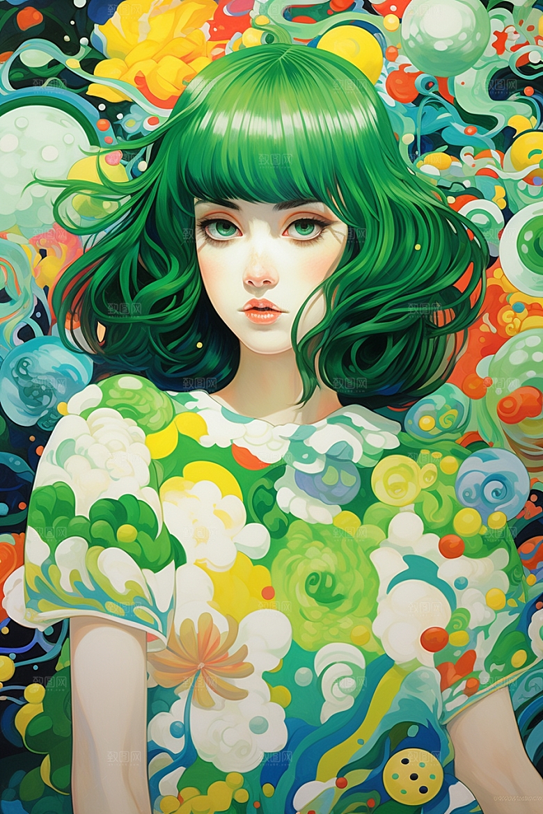 多巴胺女孩穿搭可爱插画