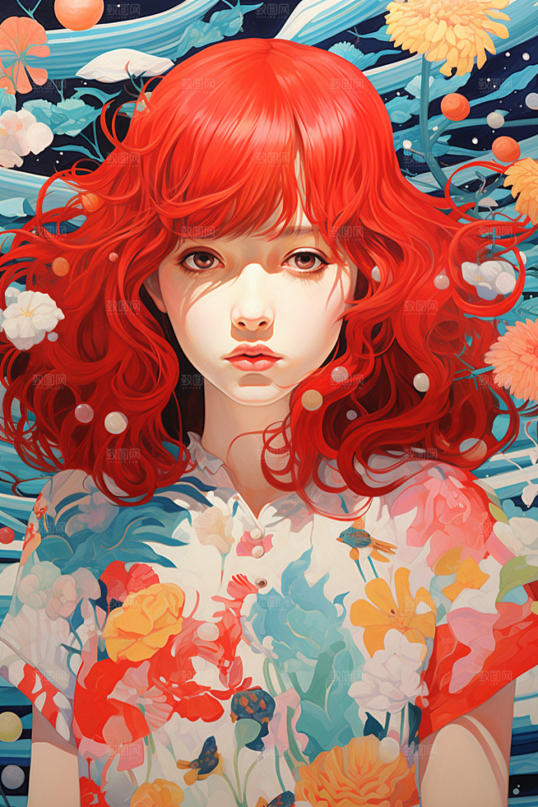多巴胺女孩高清少女插画