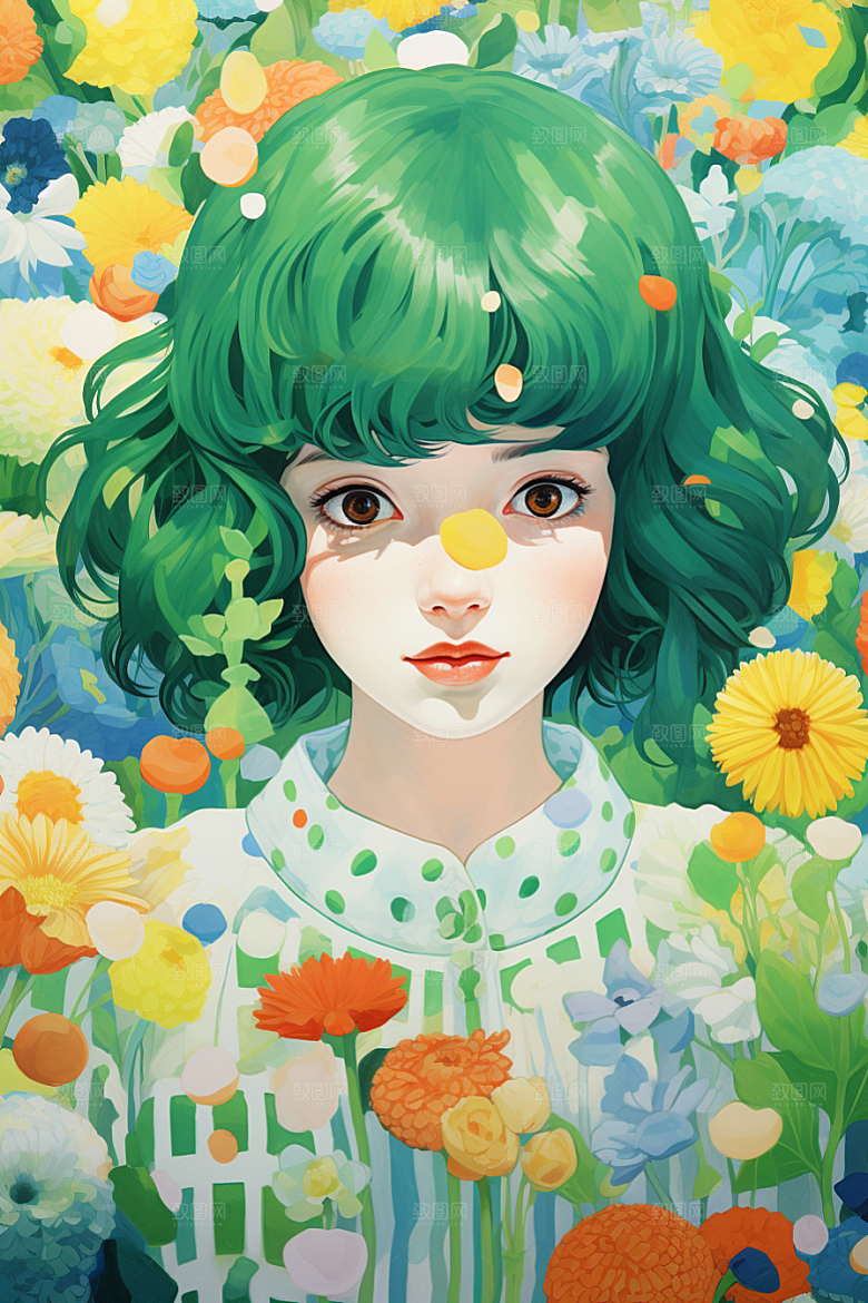 多巴胺女孩可爱少女插画
