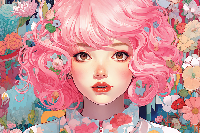 多巴胺女孩穿搭彩色插画