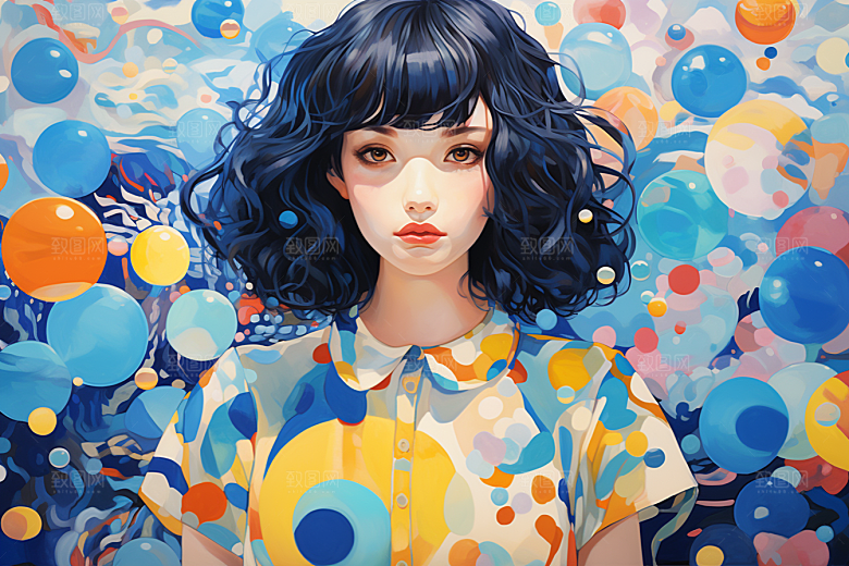 多巴胺女孩艺术感缤纷插画