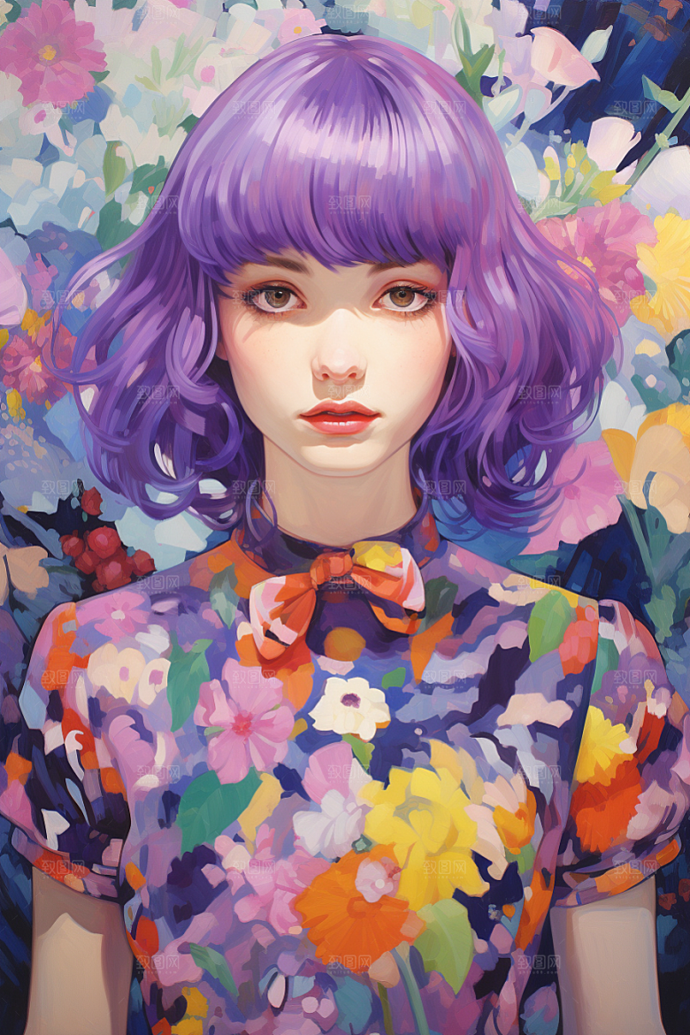多巴胺女孩形象穿搭插画