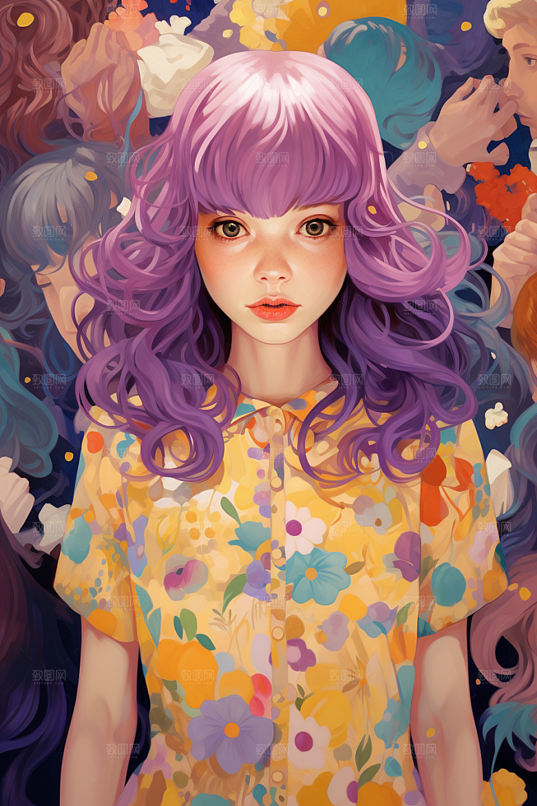 多巴胺女孩穿搭少女插画