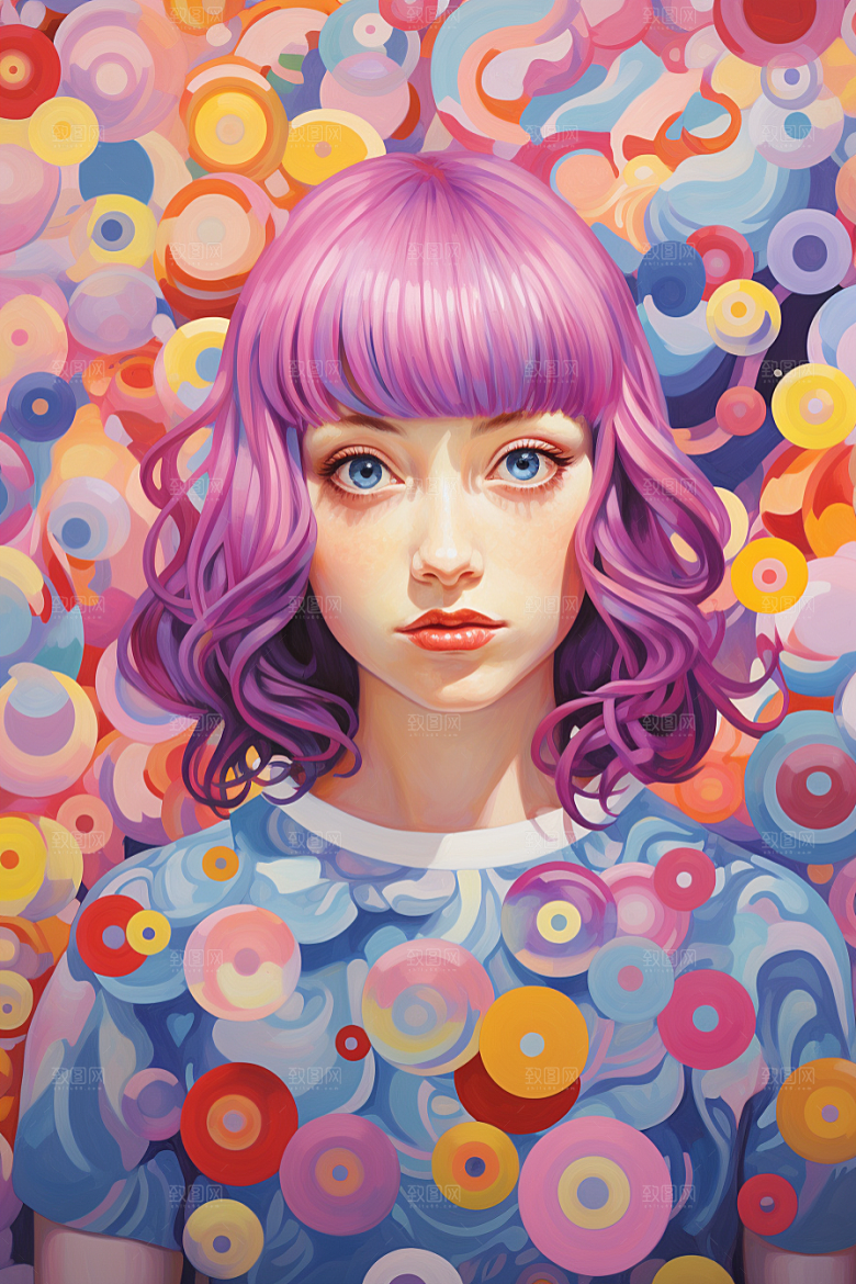 多巴胺女孩穿搭高清插画