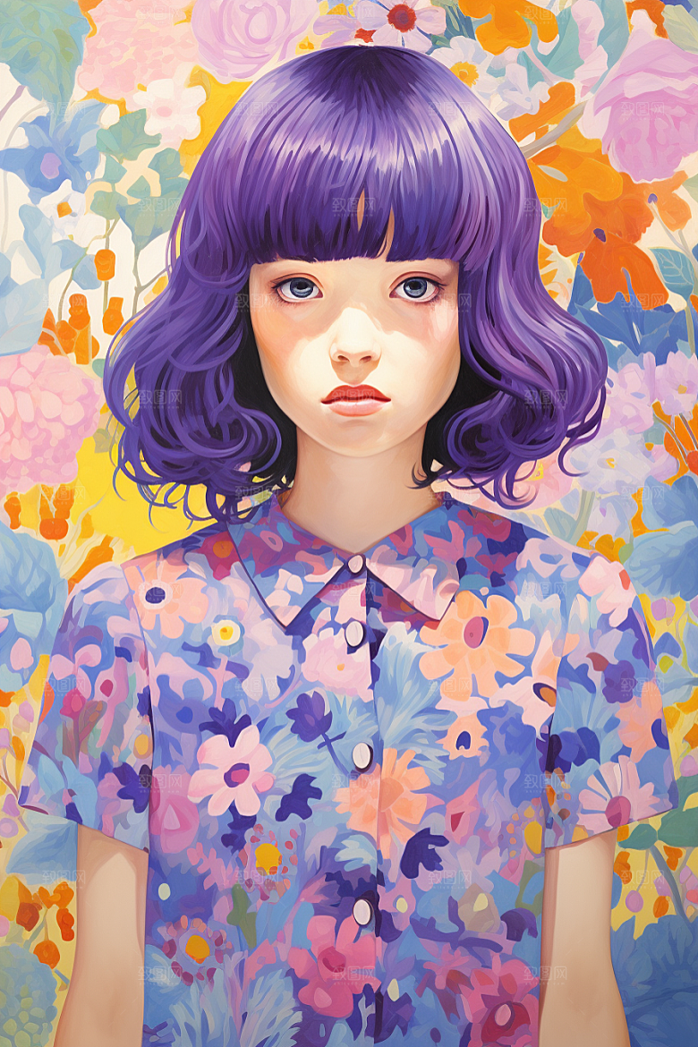 多巴胺女孩少女高清插画