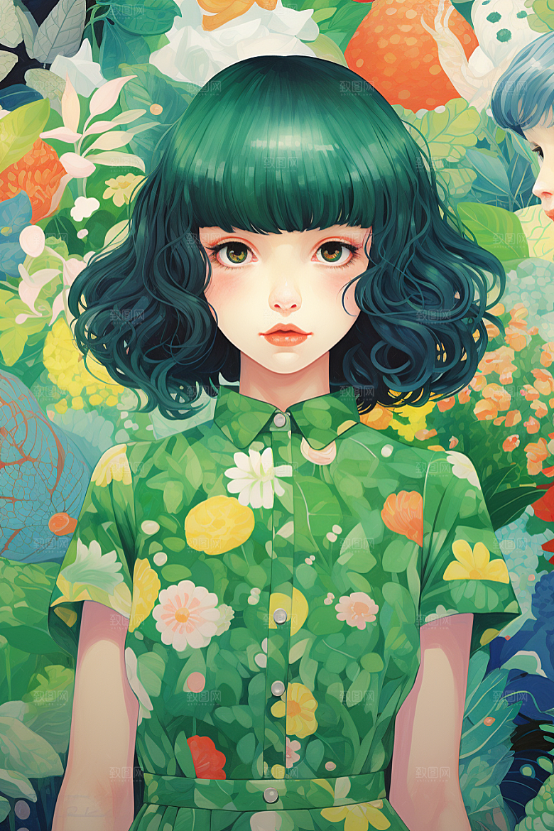 多巴胺女孩彩色少女插画