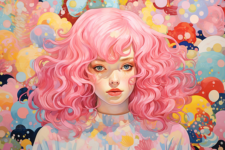 多巴胺女孩高清穿搭插画