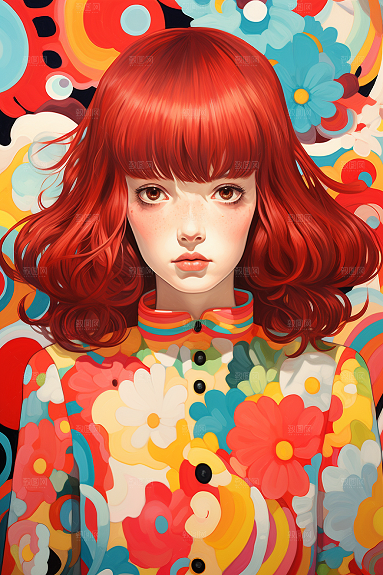 多巴胺女孩高清形象插画