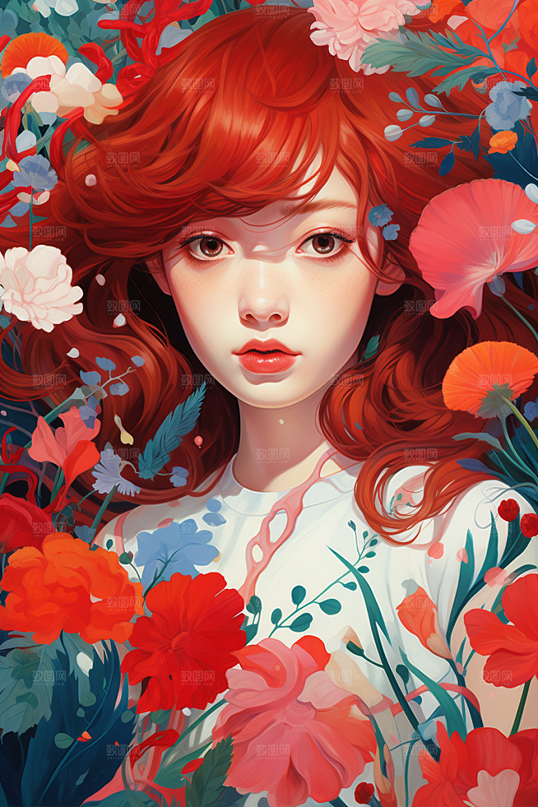 多巴胺女孩穿搭彩色插画