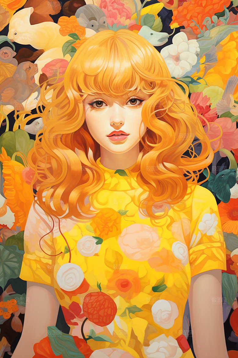 多巴胺女孩穿搭彩色插画
