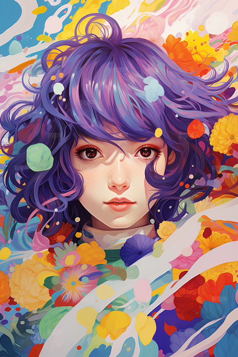 多巴胺女孩高清艺术感插画