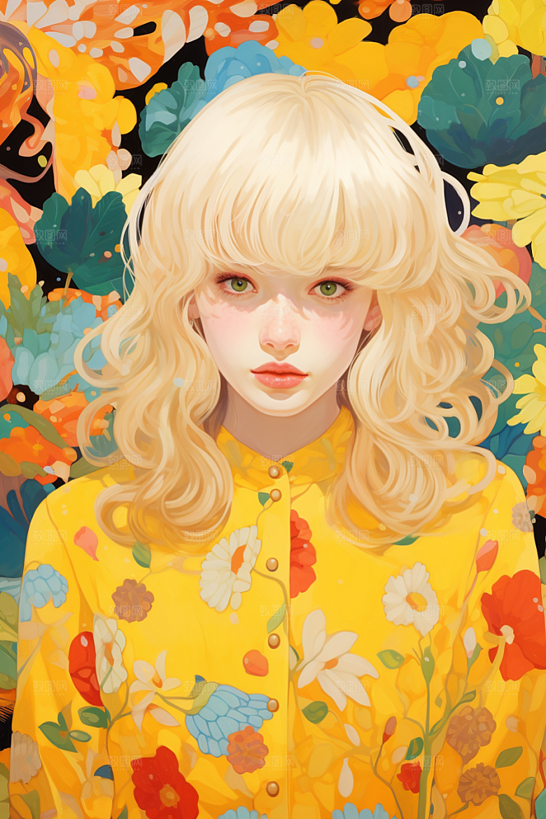 多巴胺女孩高清少女插画