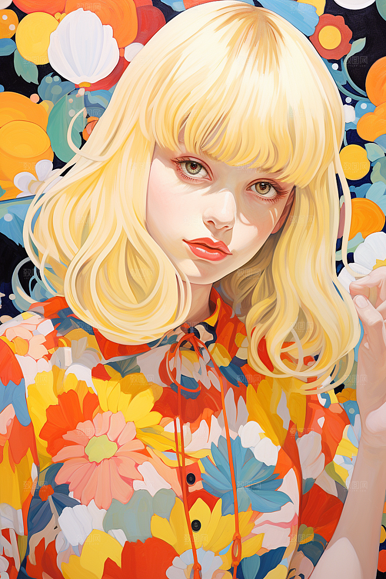 多巴胺女孩缤纷彩色插画