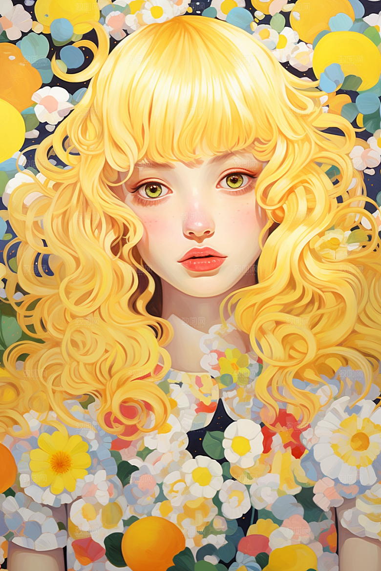 多巴胺女孩穿搭手绘插画