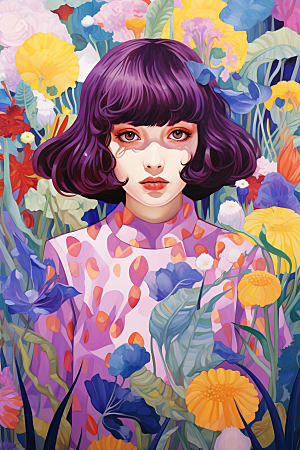 多巴胺女孩穿搭彩色插画