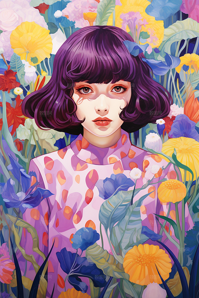 多巴胺女孩穿搭彩色插画