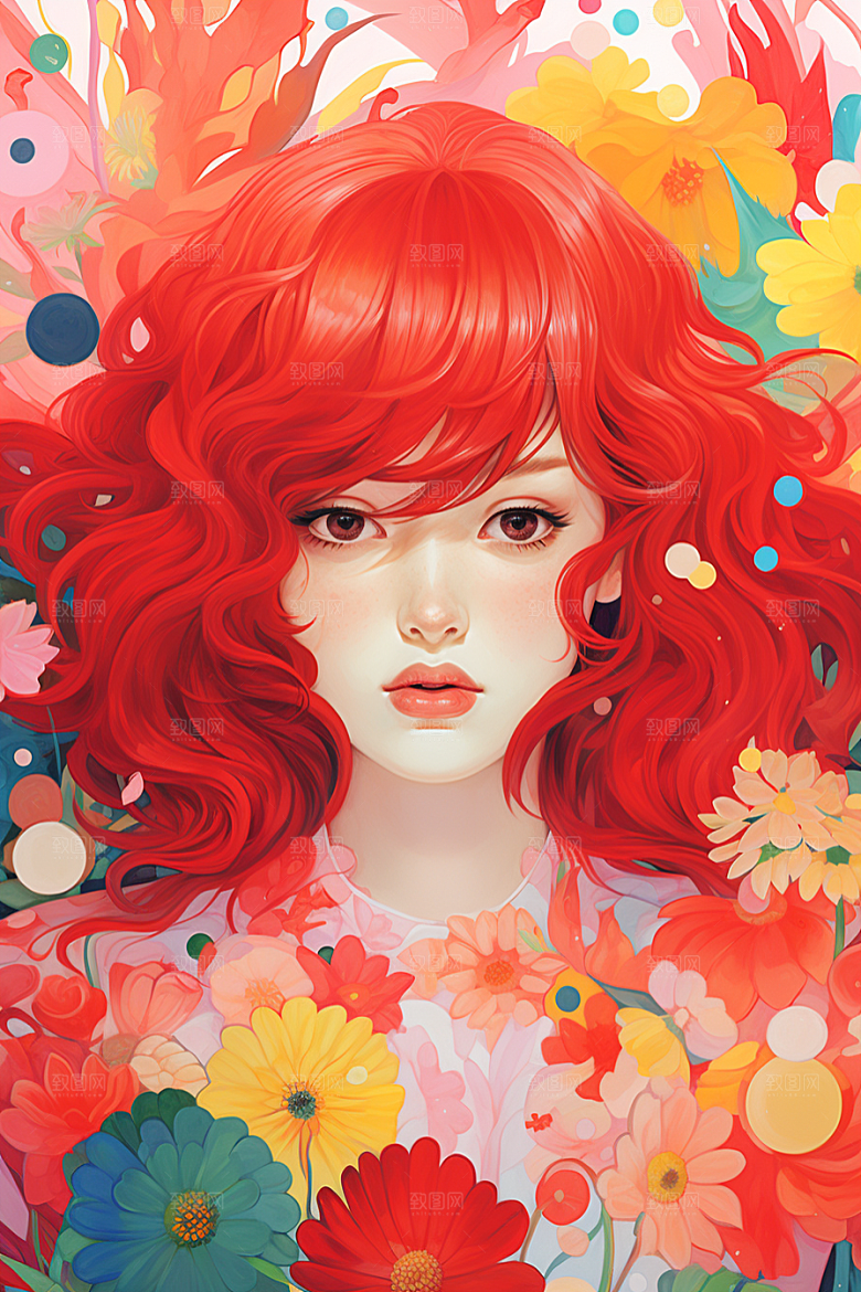 多巴胺女孩可爱高清插画