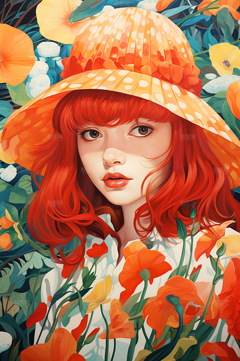 多巴胺女孩缤纷少女插画