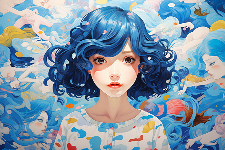 多巴胺女孩形象高清插画