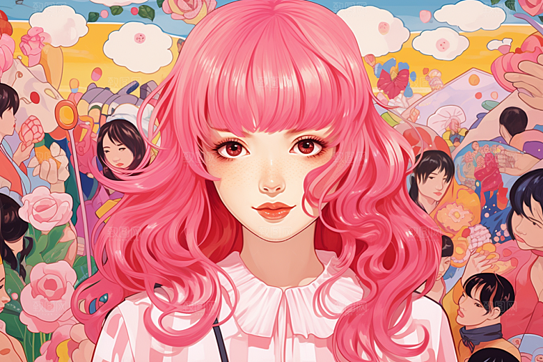 多巴胺女孩形象少女插画
