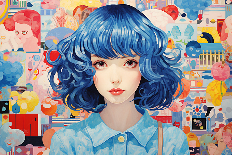 多巴胺女孩高清彩色插画