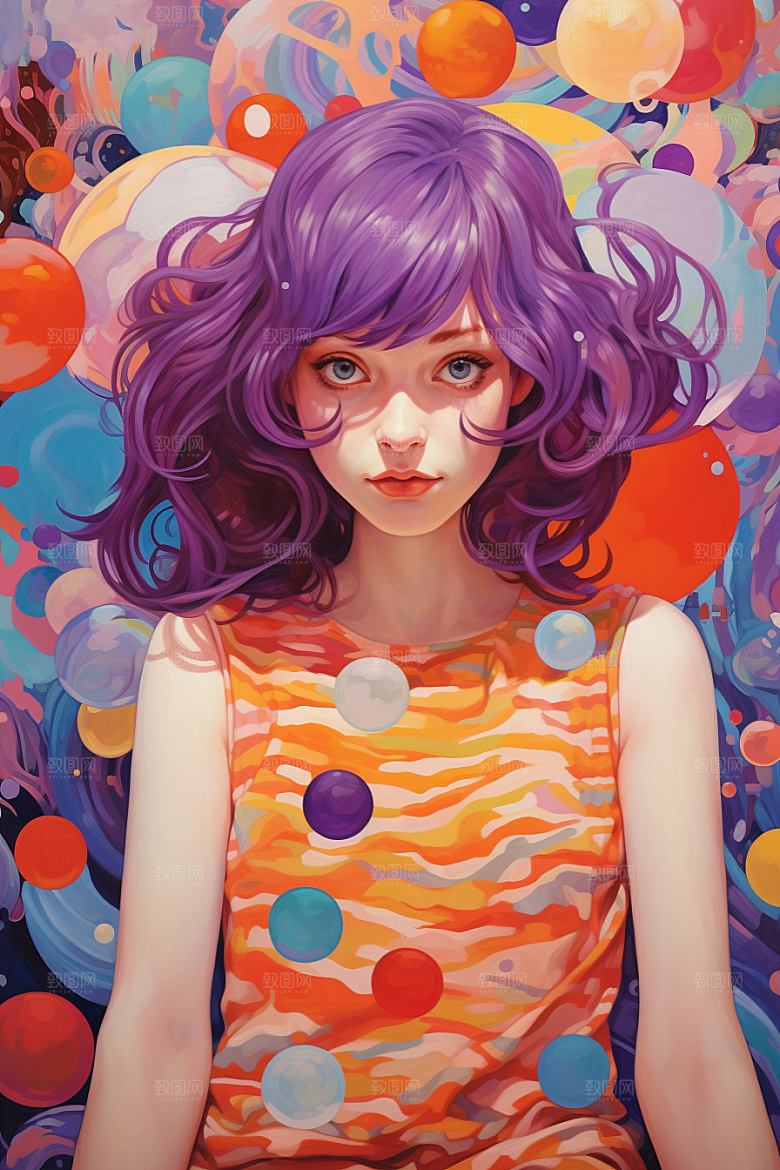 多巴胺女孩穿搭少女插画