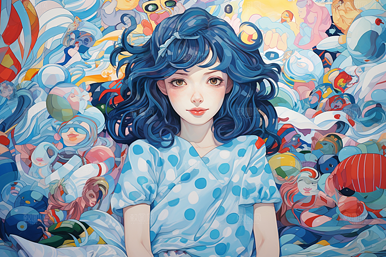 多巴胺女孩彩色穿搭插画
