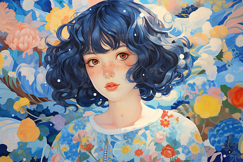 多巴胺女孩少女形象插画