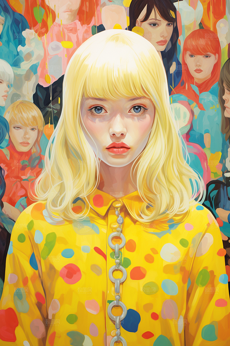 多巴胺女孩缤纷少女插画