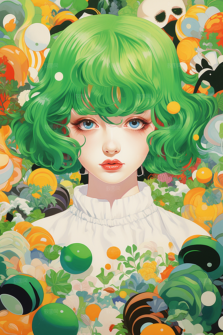 多巴胺女孩穿搭少女插画