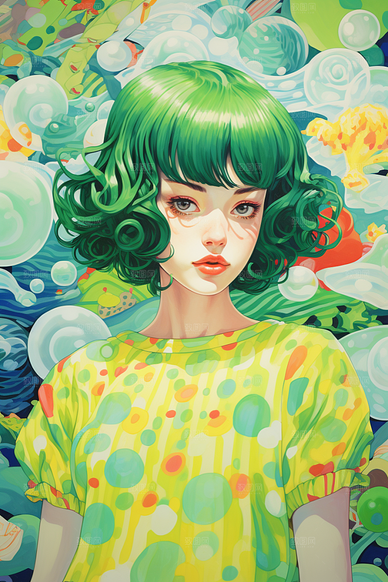 多巴胺女孩可爱缤纷插画