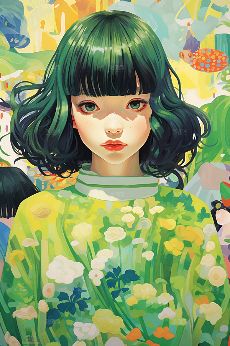 多巴胺女孩穿搭可爱插画