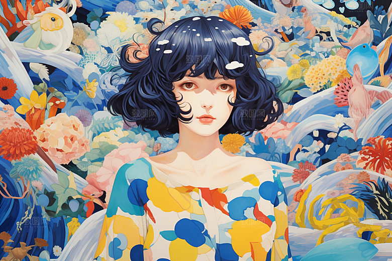 多巴胺女孩高清彩色插画